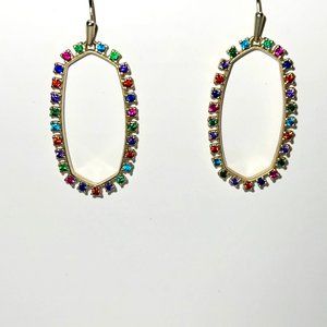 Kendra Scott- Elle Gold Open Frame Crystal Drop Earrings in Multi Crystal